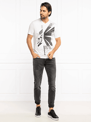 Polera Armani Exchange Hombre Blanca Diseño Gráfico A|X Original (M)