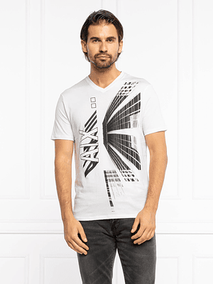 Polera Armani Exchange Hombre Blanca Diseño Gráfico A|X Original (M)