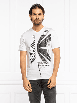 Polera Armani Exchange Hombre Blanca Diseño Gráfico A|X Original (M)