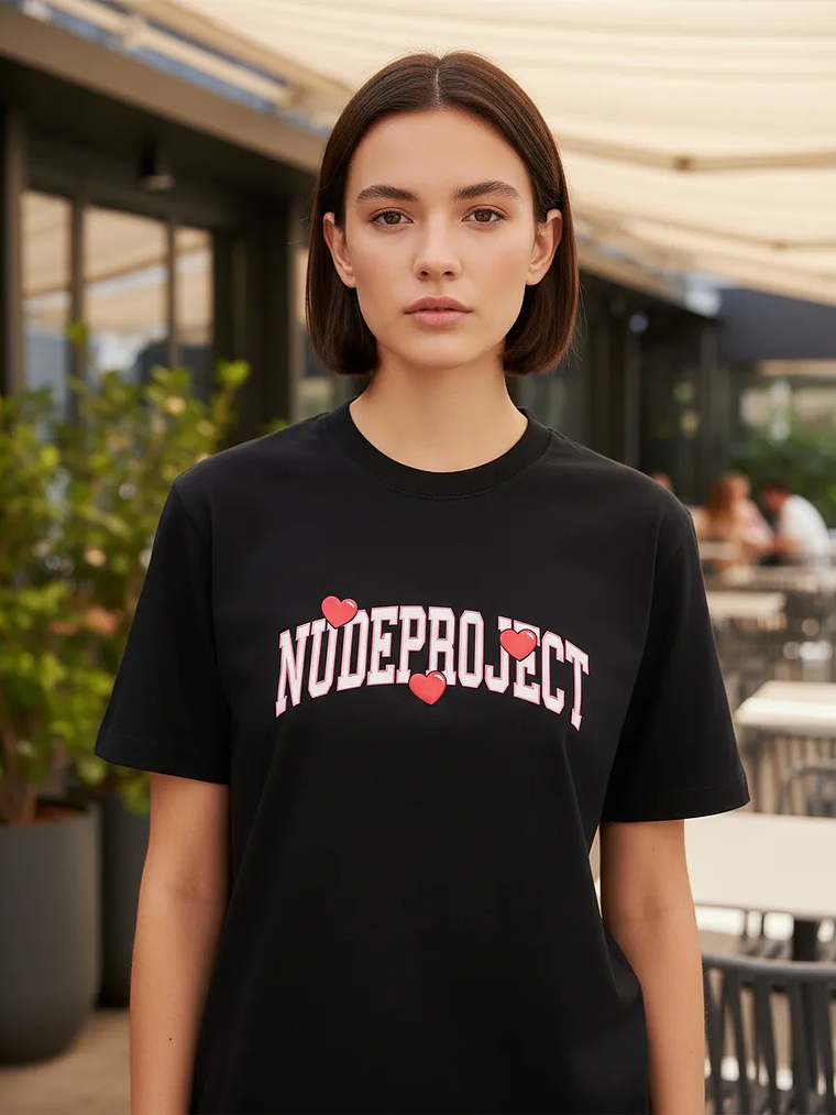 Nude Project Varsity Hearts Tee Black 4