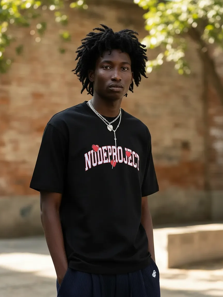 Nude Project Varsity Hearts Tee Black 3