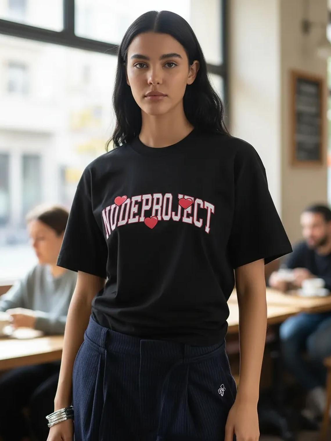 Nude Project Varsity Hearts Tee Black 2