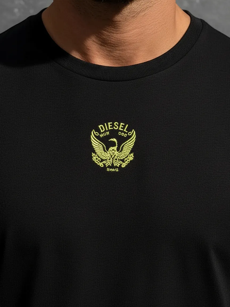Polera Diesel Umtee Randal Cuello Redondo Negro Premium 6