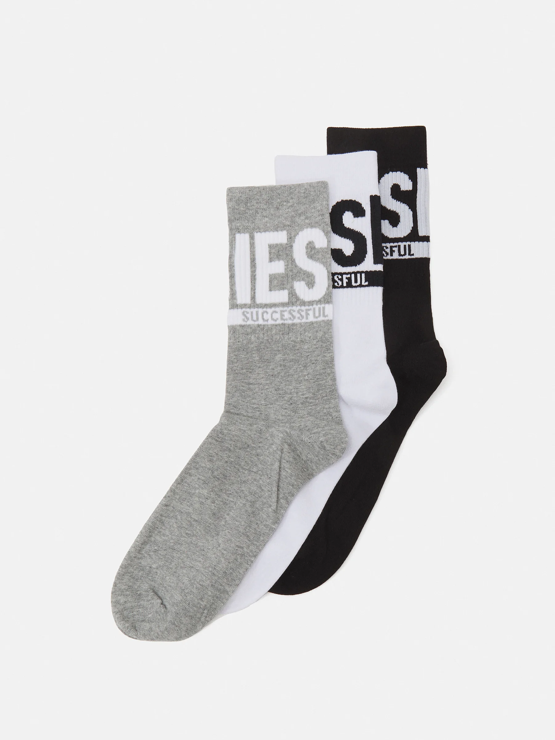Calcetines Unisex Diesel Ray En Negro, Gris Y Blanco Blanco 42-47 1