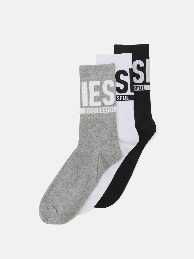 Calcetines Unisex Diesel Ray En Negro, Gris Y Blanco Blanco 42-47 1