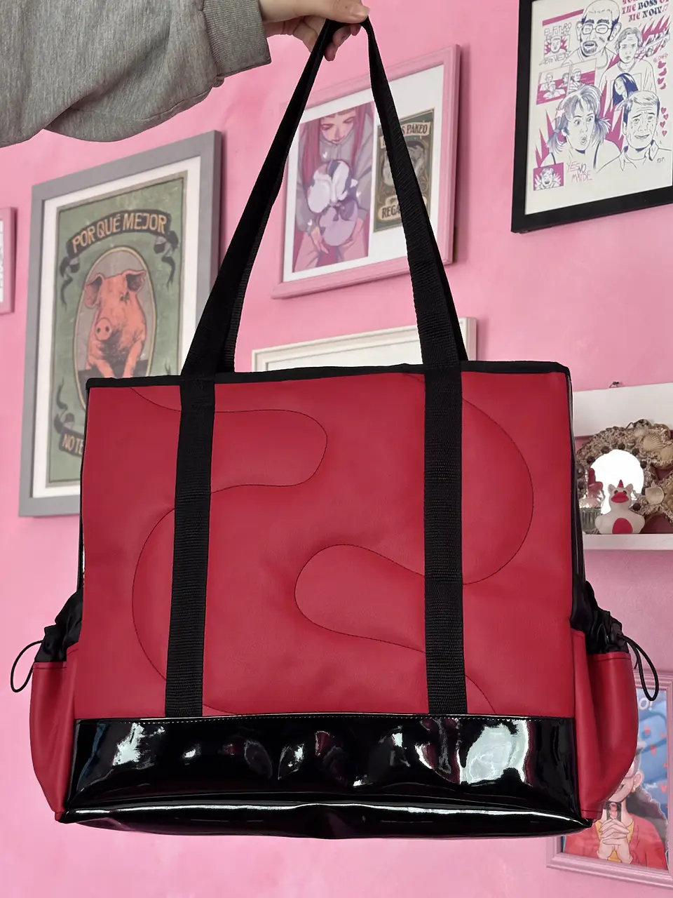 Maxi corazón cuerina roja con charol 3