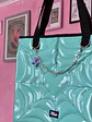 Totebag corazón charol turquesa  - Miniatura 3