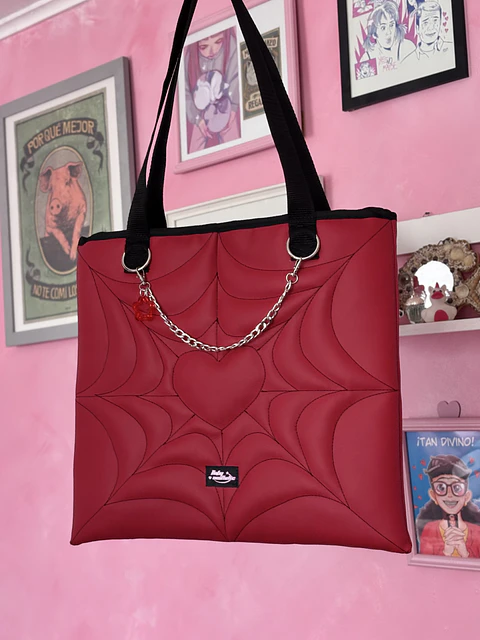 Totebag corazón cuerina roja