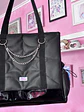 Maxi corazón cuerina negra con charol negro - Miniatura 3