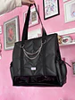 Maxi corazón cuerina negra con charol negro - Miniatura 1