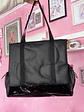 Maxi corazón cuerina negra con charol negro - Miniatura 5
