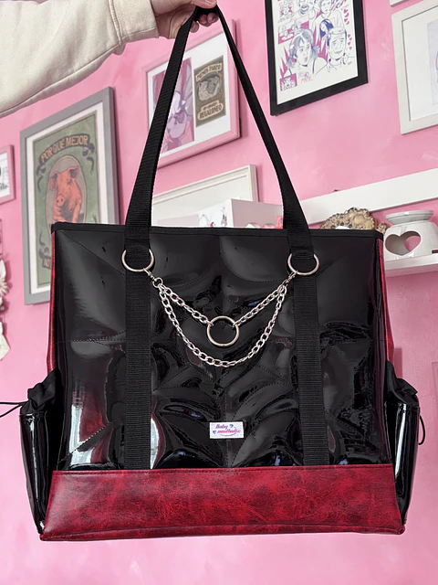 Maxi corazón de charol con cuerina gaspeada