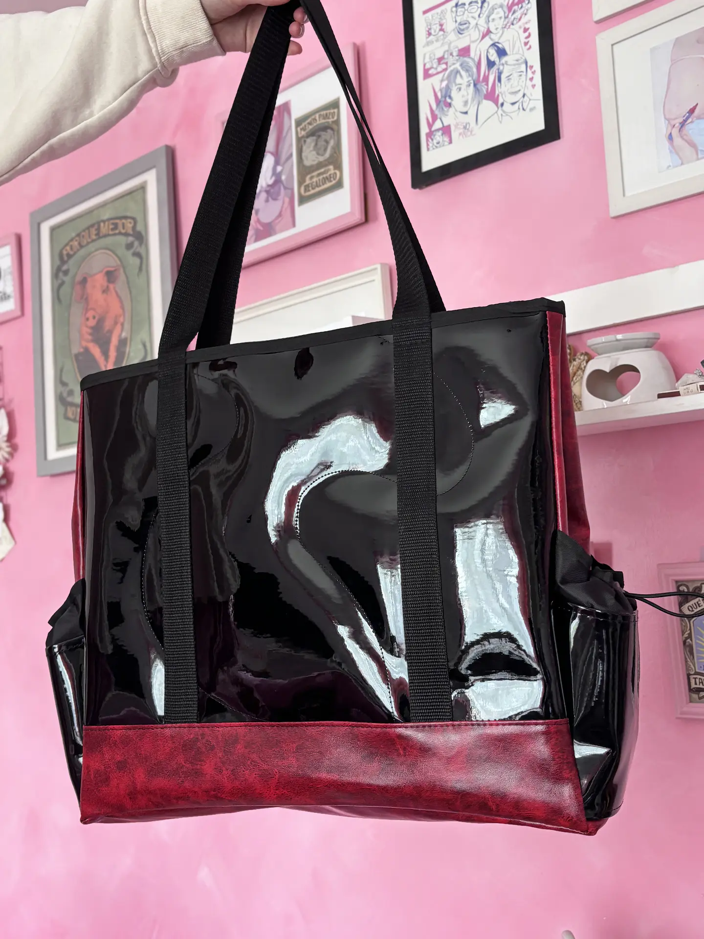 Maxi corazón de charol con cuerina gaspeada 5