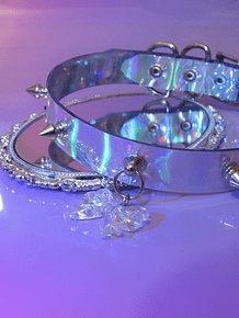 Holographic Ribbon Choker (con puntas pequeñas) 