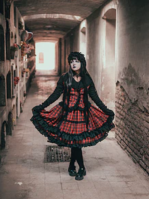 Falda Lolita Tartán rojo 