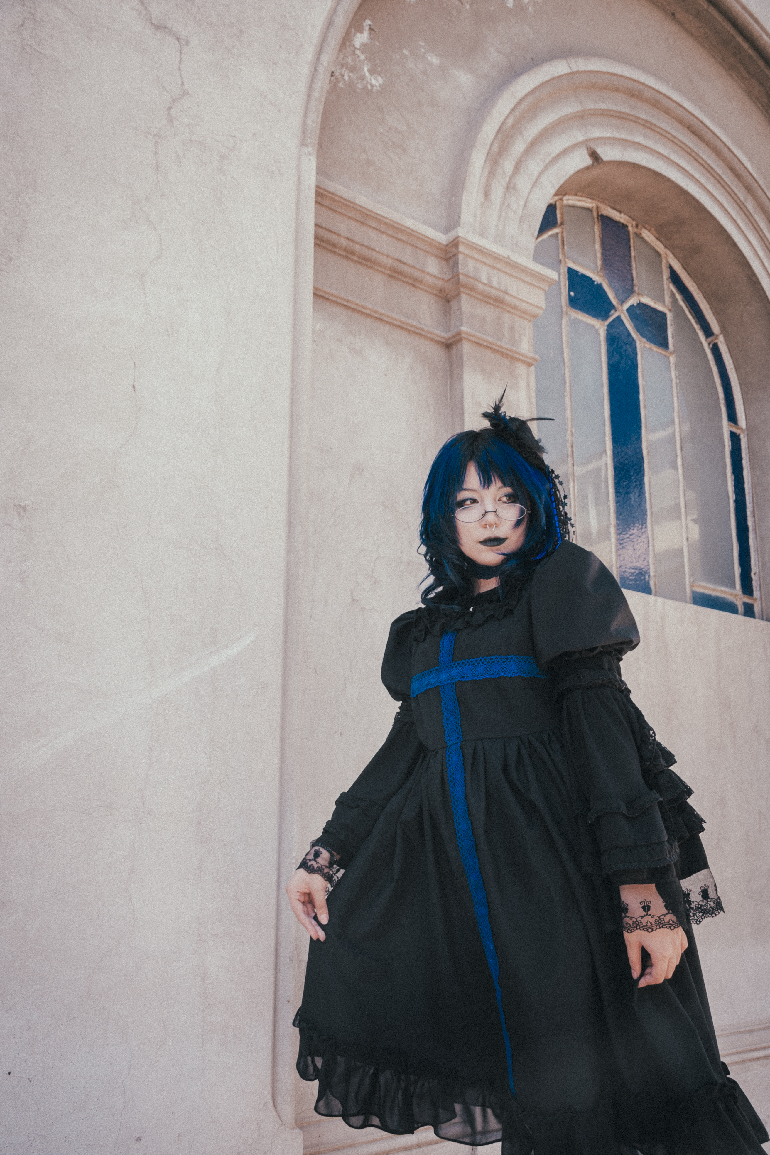 Vestido Cross Azul/Blanco 