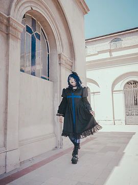 Vestido Cross Azul/Blanco 