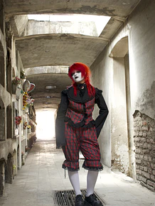 Bloomer negro liso/tartán rojo