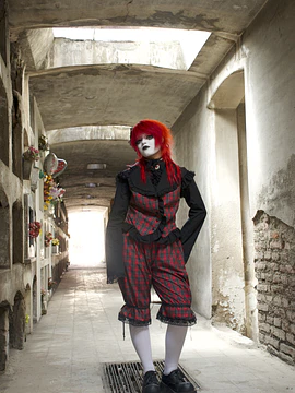 Bloomer negro liso/tartán rojo