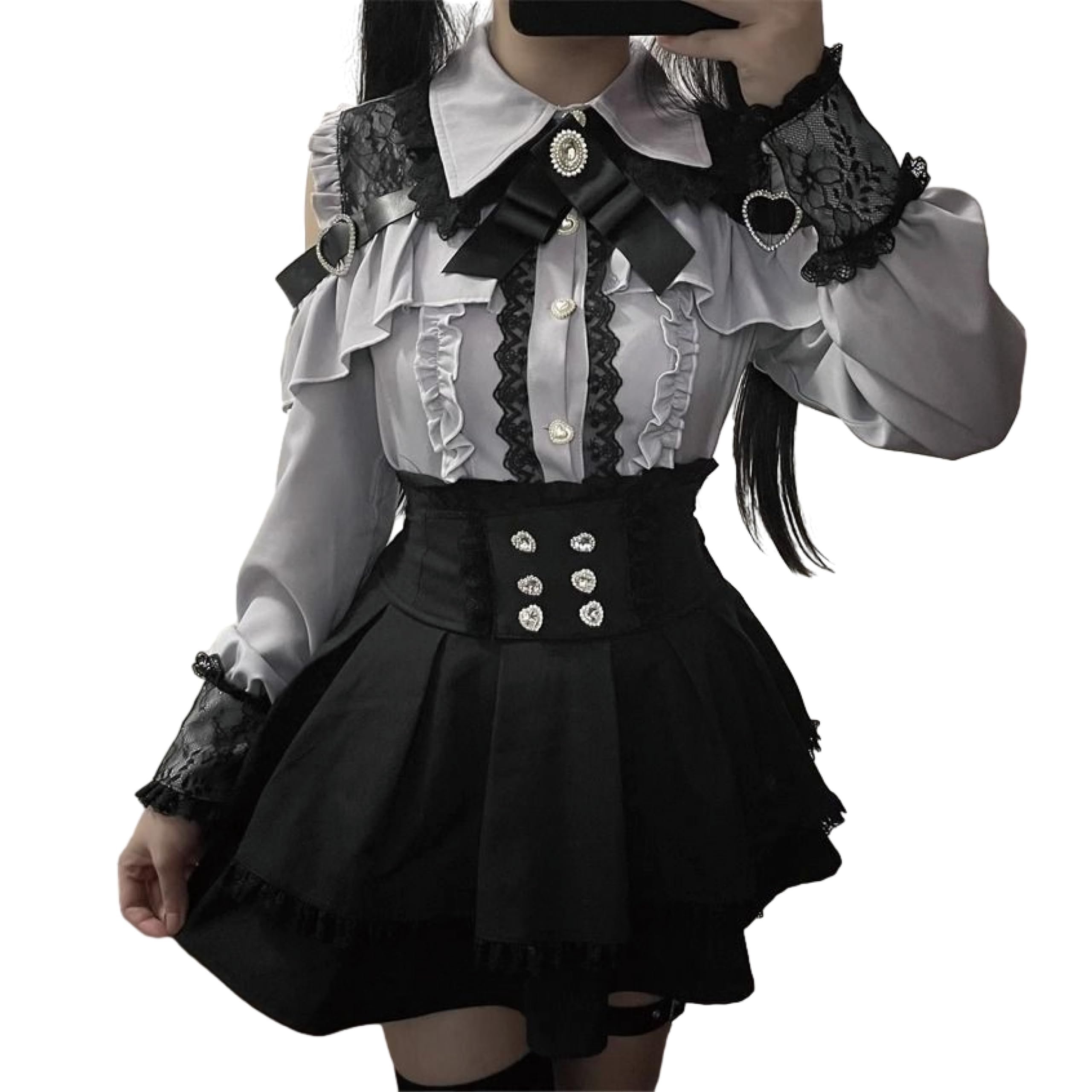 Blusa Jirai kei celeste gris