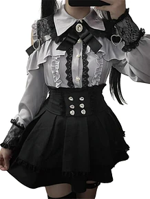 Blusa Jirai kei celeste gris
