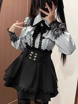Blusa Jirai kei celeste gris