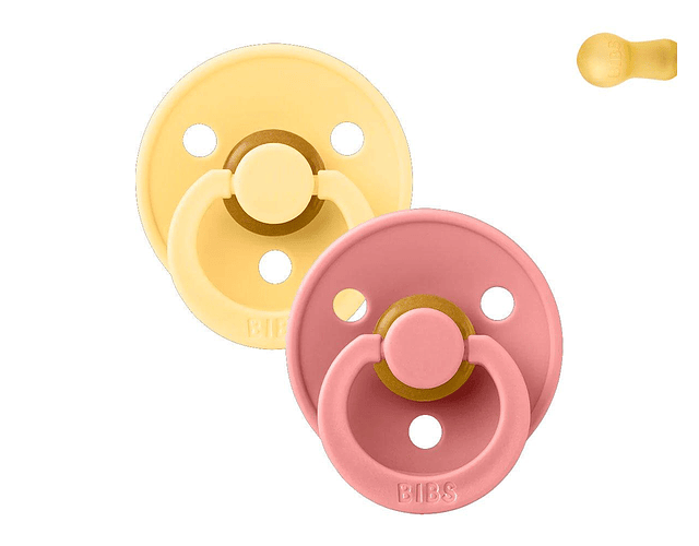 2 Chupetas Round Pale Butter/Dusty Pink