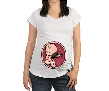 Mujer Embarazada Camiseta bebe con violin Baby Monster