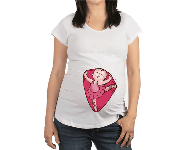 Mujer Embarazada Camiseta Bailarina Baby Monster- Blanco