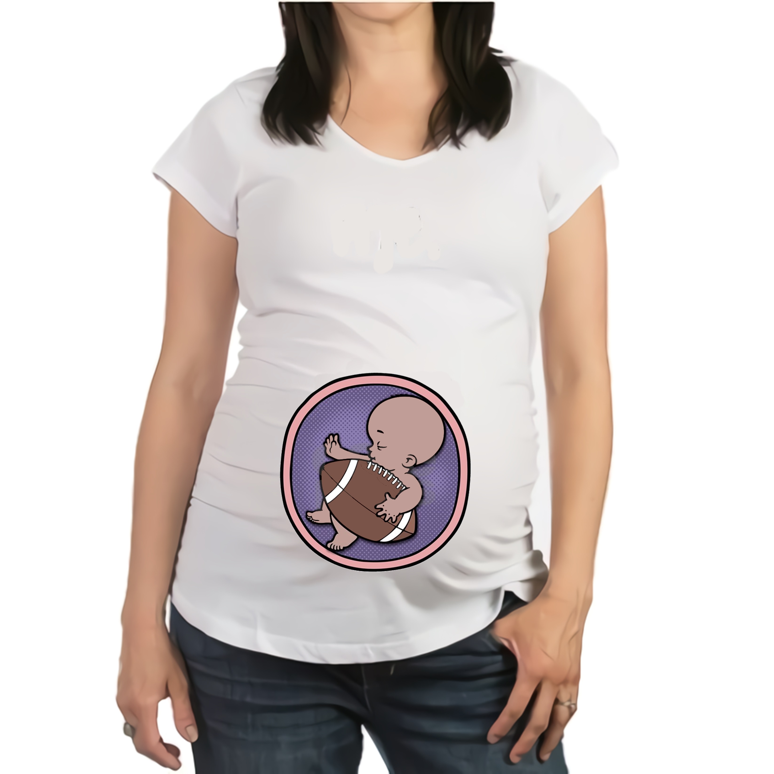 Camiseta De Mujer Embarazada bebe futbol americano Baby Mons