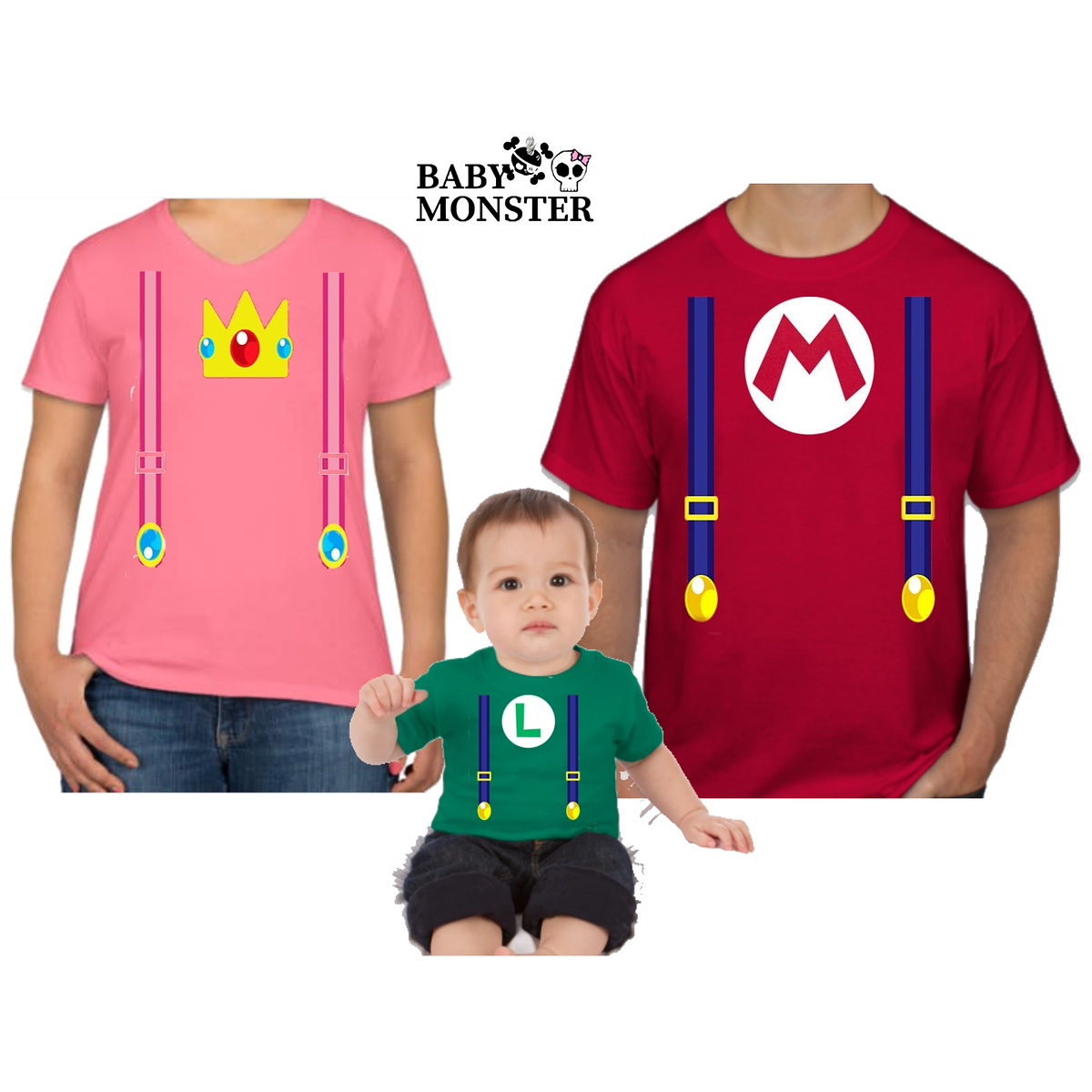 Conjunto camisetas Halloween para familia Mario Bross | Baby