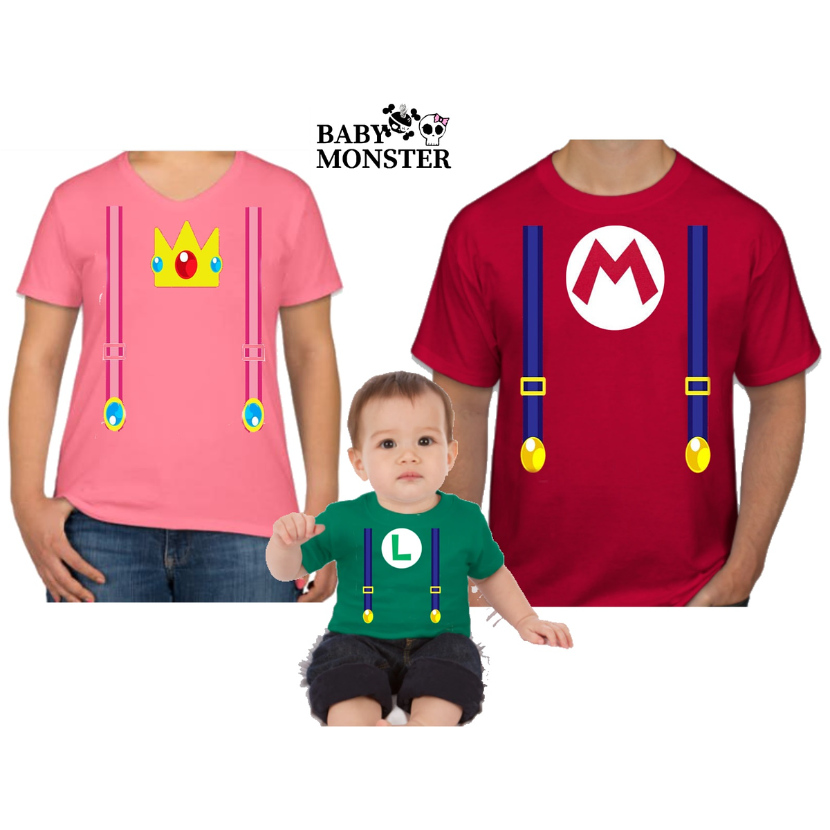 camisetas de mario bross para familia Baby monster