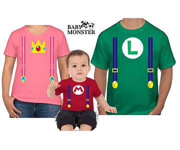 Halloween Tríos camisetas para Mamá  papá y bebe Familia Mario bross