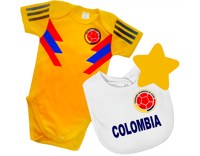 Ropa Para Bebe Body Bodie mas babero Futbol Seleccion Colombia 