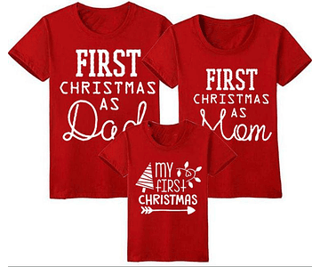 Camisetas de navidad Familia First christmas 