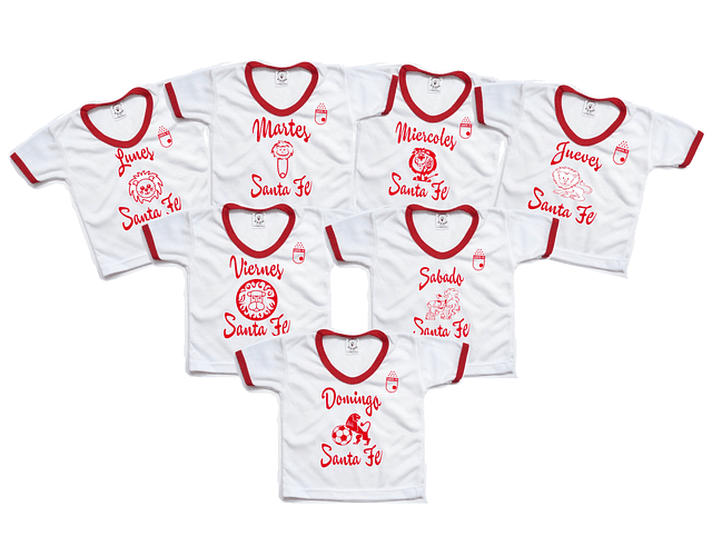 Set semanario para niño y niña Futbol santa fe 7 Camisetas