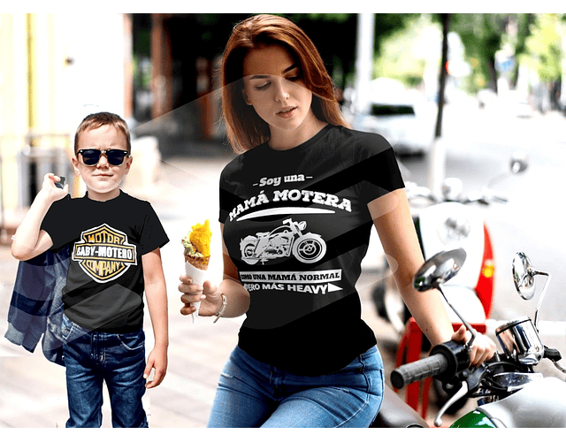 camiseta para mama e hijo iguales mama motera | Baby Monster