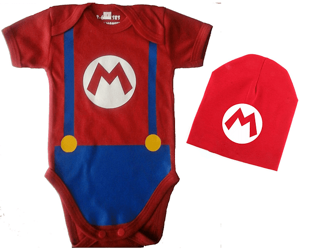 Ropa Para Bebe conjunto bodi y gorro Mario Bross Baby Monste