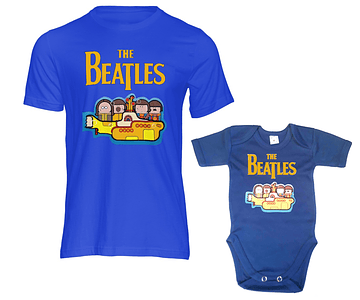  camisetas para Papá y bebe The Beatles yellow submarine
