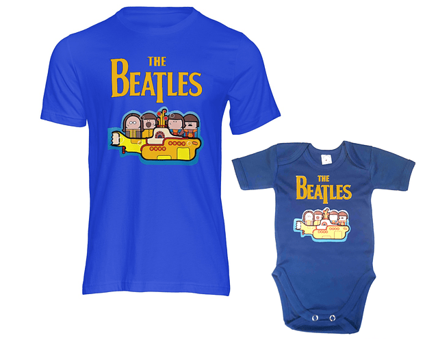  camisetas para Papá y bebe The Beatles yellow submarine