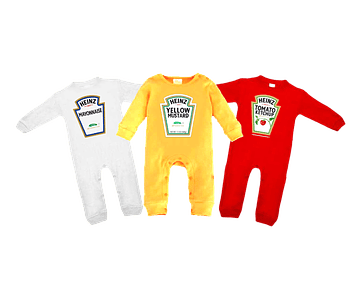 set trio de pijamas ropa para bebe salsa de tomate, mayonesa y mostaza