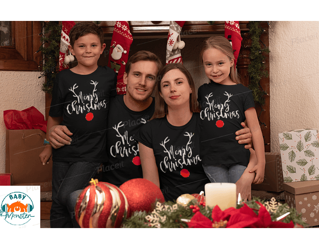 Camisetas de navidad Familia merry chritsmas Oferta Online