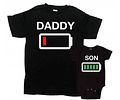 Conjuto de camisetas para papa y bebe low batery