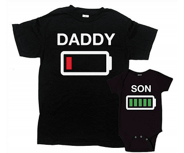 camiseta para papa body bebe  kit batery daddy and son día del padre