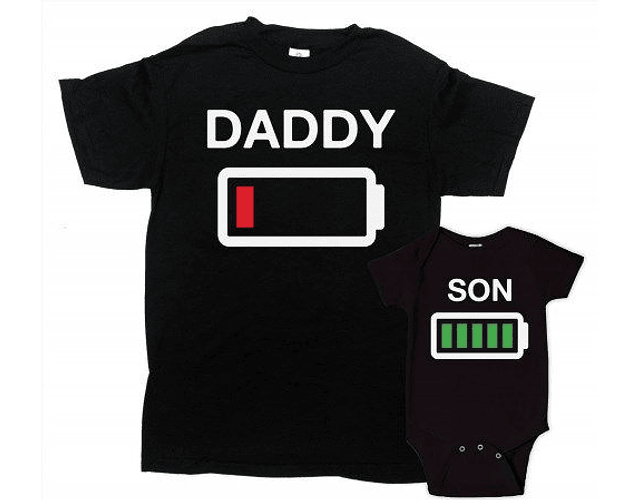 camiseta para papa body bebe  kit batery daddy and son día del padre