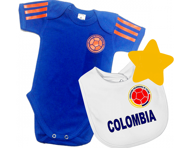 Ropa Para Bebe Body y babero Futbol Seleccion Colombia 