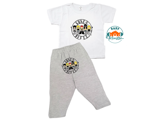 Ropa Para Bebe camiseta y pantalon Guns and roses baby monster