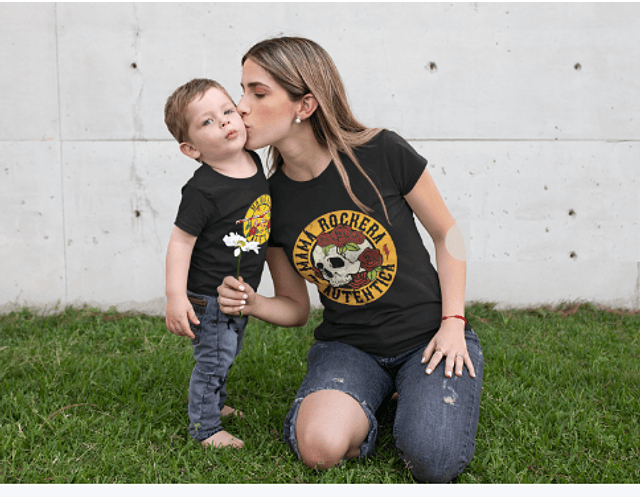 Conjunto de camisetas para mamá y bebé rockeras - Día de la Madre