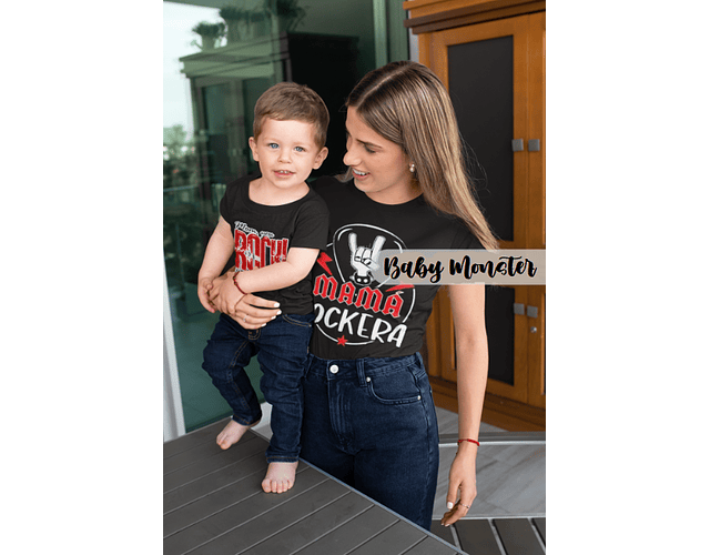 Conjunto de camisetas para mamá y bebé rockeras - Día de la Madre