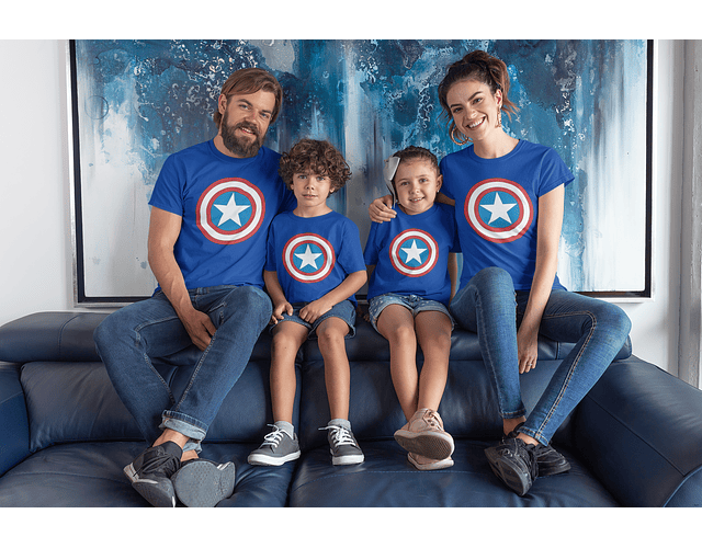 Camisetas Familiares Capitán América para Bebés y Niños